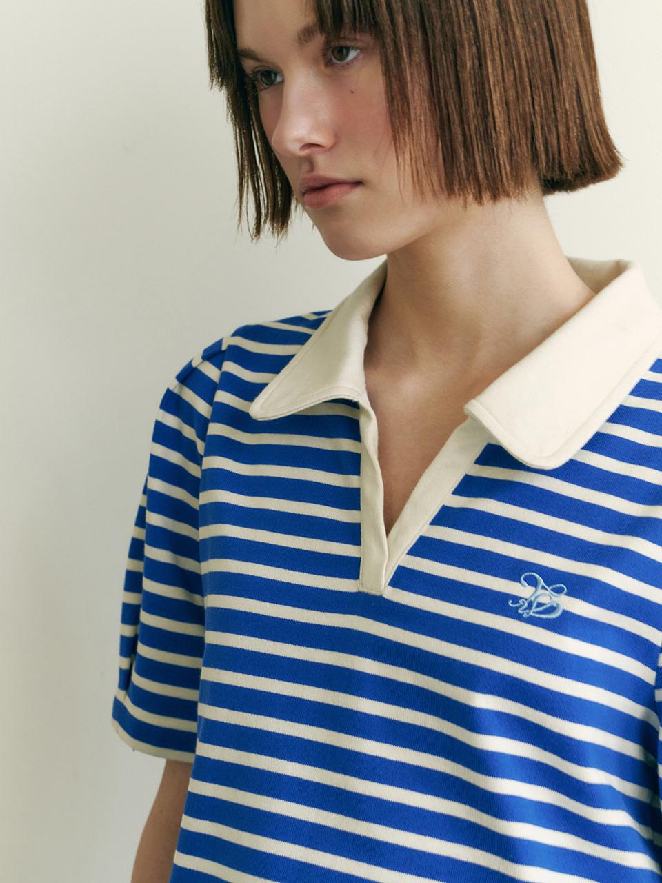 Stripe Rugby Collar T-shirt