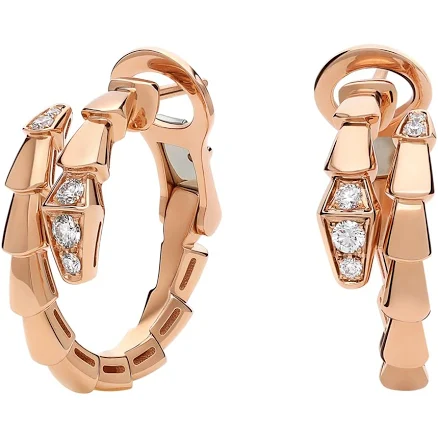 Bvlgari Serpenti Viper 18K Rose Gold Diamond Hoop Earrings