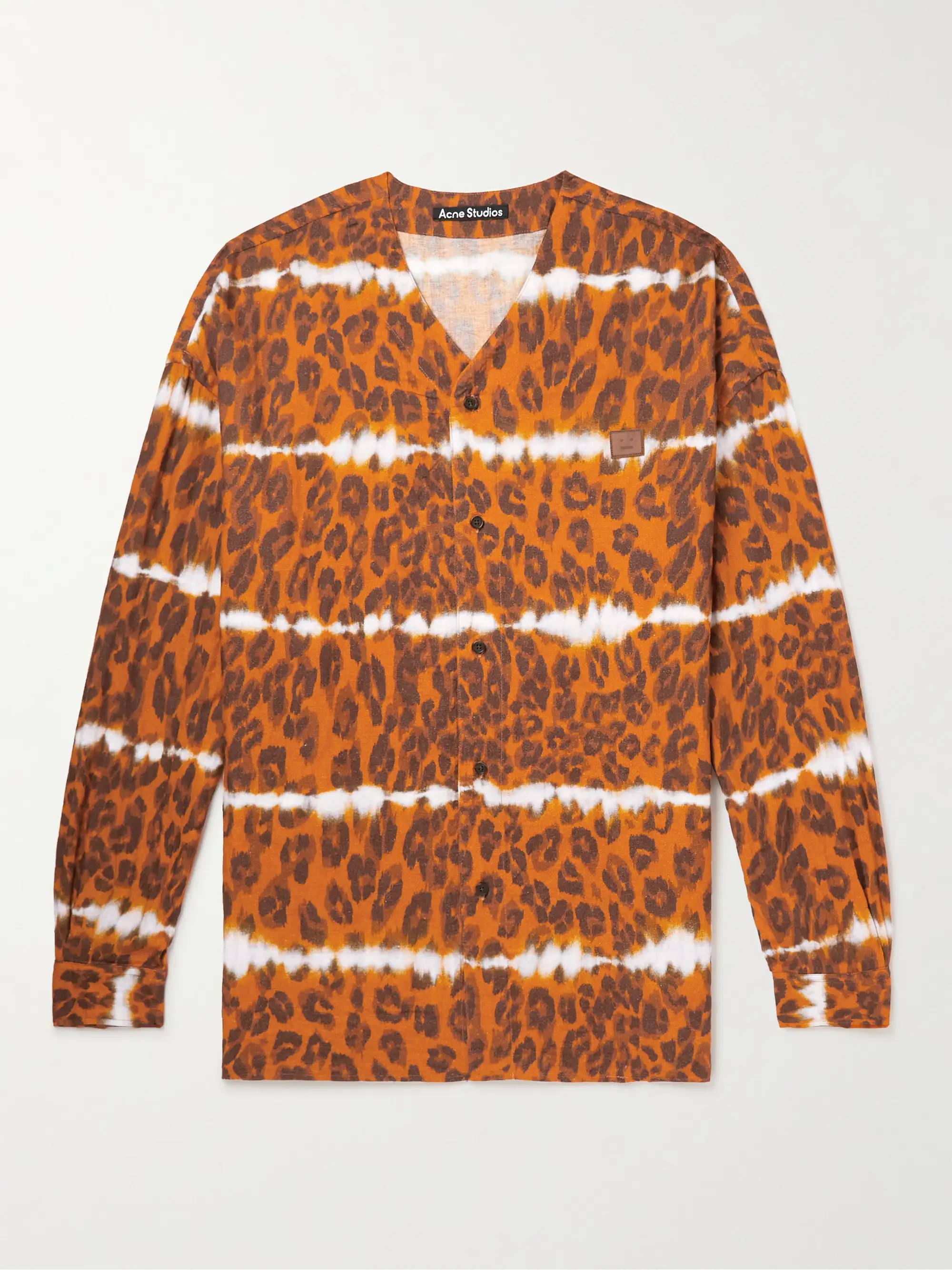 Leopard-Print Herringbone Shirt