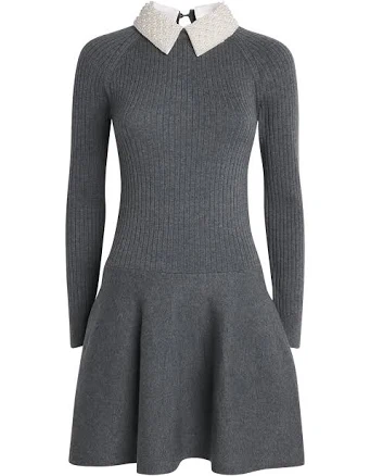 Maje Embellished Collar Knit Mini Dress - Black