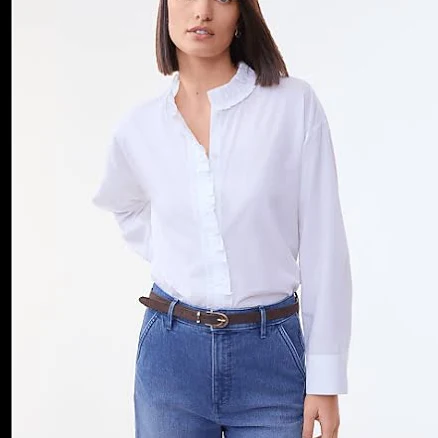 Ann Taylor Women's Ruffle Button Down Shirt