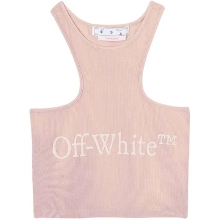 OFF-WHITE Women's Logo Patch Ribbed Vest Top Pink/White