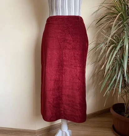 Vintage Corduroy Velvet High Waisted Midi Skirt
