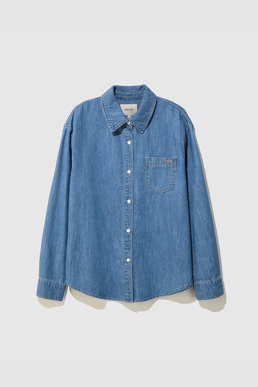 ALTONA Pocked detailed denim shirt (Mid blue)