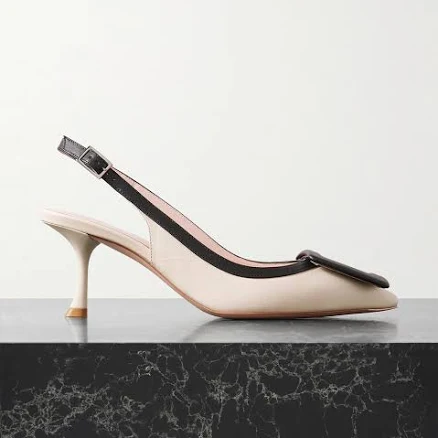 Roger Vivier Viv In The City 65 Two-tone Leather Point-toe Slingback Pumps - Women - White Heels - IT36