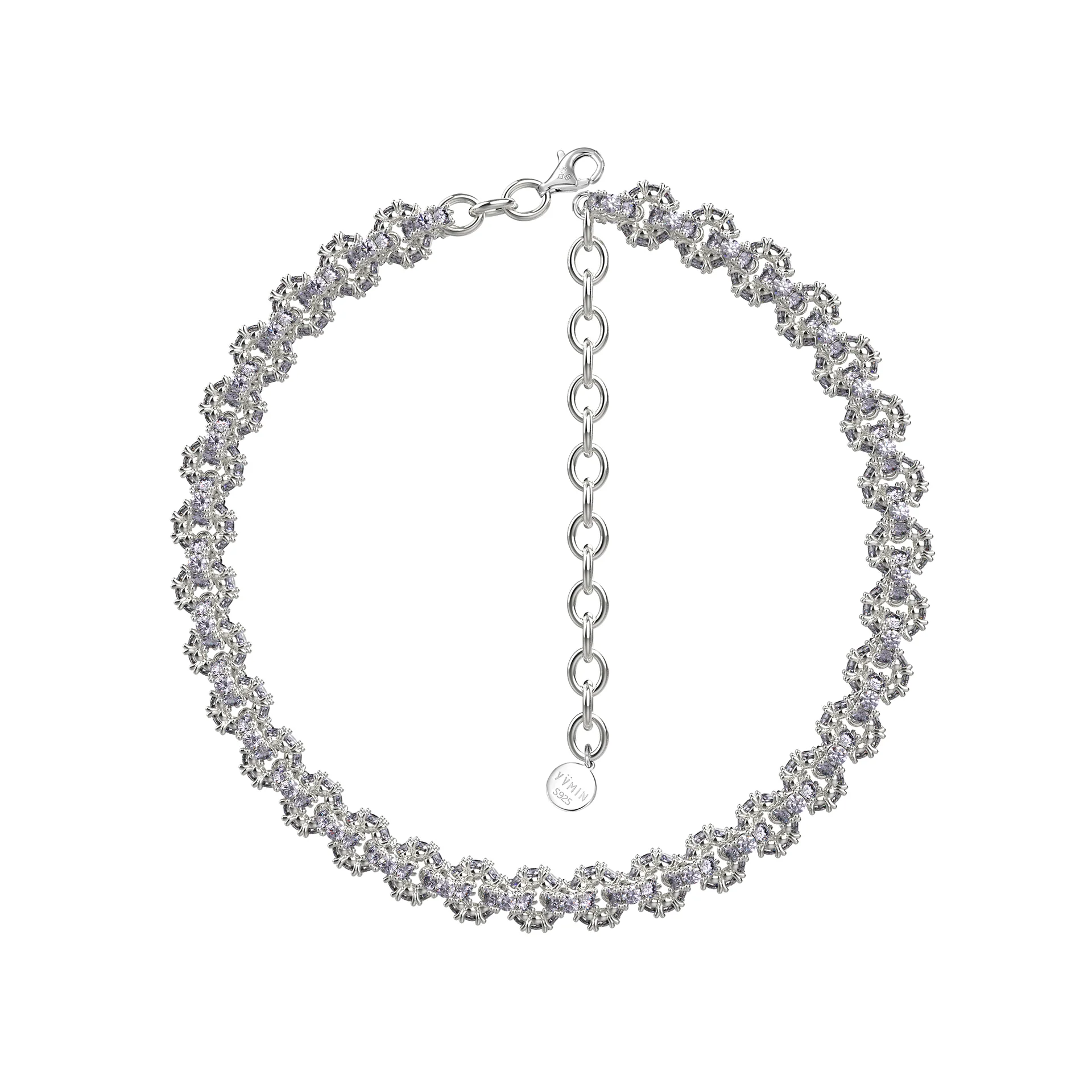 Ripple / Pave gemstone necklace