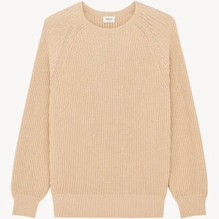 Saint Laurent Sweater In Ribbed Cotton Knit - Beige - Women - S