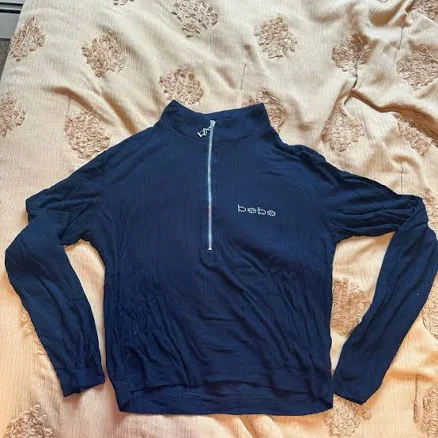Bebe Half-Zip Long Sleeve Top