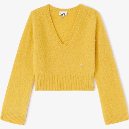GANNI V-Neck Alpaca Sweater