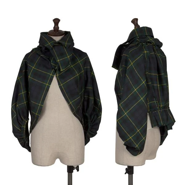 COMME des GARCONS Tartan Check Gathered Design Jacket Green S