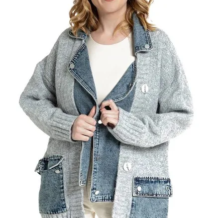 SAACHI Women's Denim Knit Cardigan