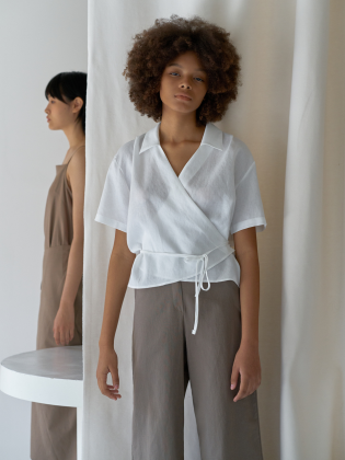 Wrap Collar Blouse