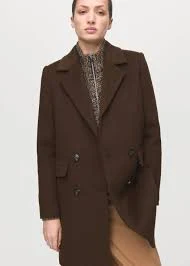 Double-breasted wool blend coat