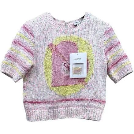 CHANEL Cotton Knit Short Sleeve Top