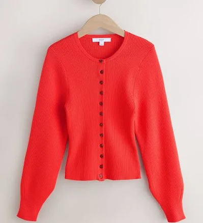 Women's Ribbed Volume Sleeve Knitted Cardigan