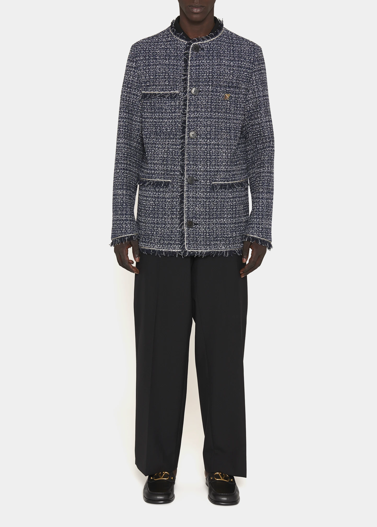 Tweed Fringe Button Jacket