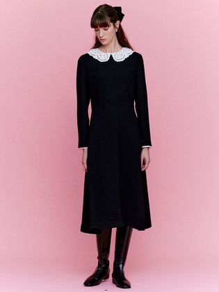 Lace Collar A-line Dress