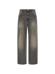 wide-leg zip-detail jeans