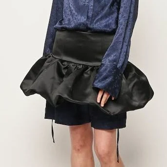 Black Duchesse Satin Mini Skirt, 40