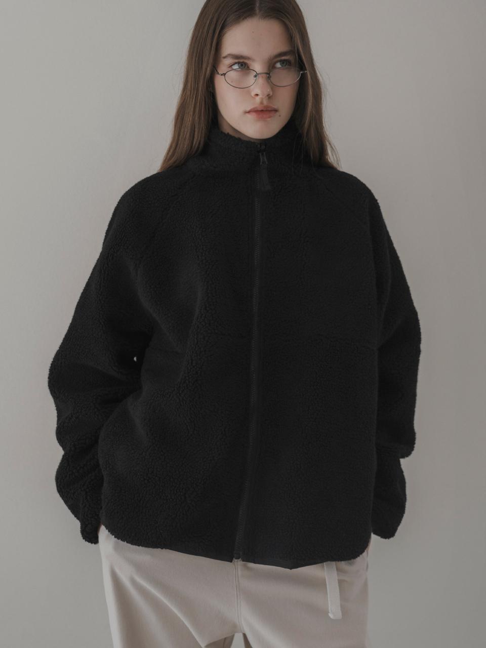 Reversible Faux Fur Grid Pattern Jumper [Black]