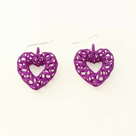 3D Heart Shaped Mesh Earrings