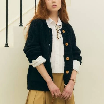OSTKAKA Wool Loose-fit Collar Knit Jacket