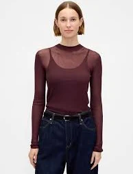 High-Neck Sheer Sweater