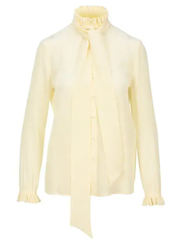 Pleated Collar Pussy-bow Blouse