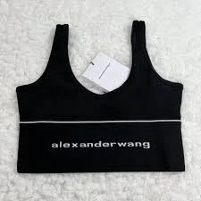 Alexander Wang logo elastic bra in ribbed jersey Size