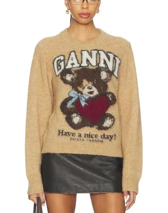 Ganni Wool Sweater With Print
