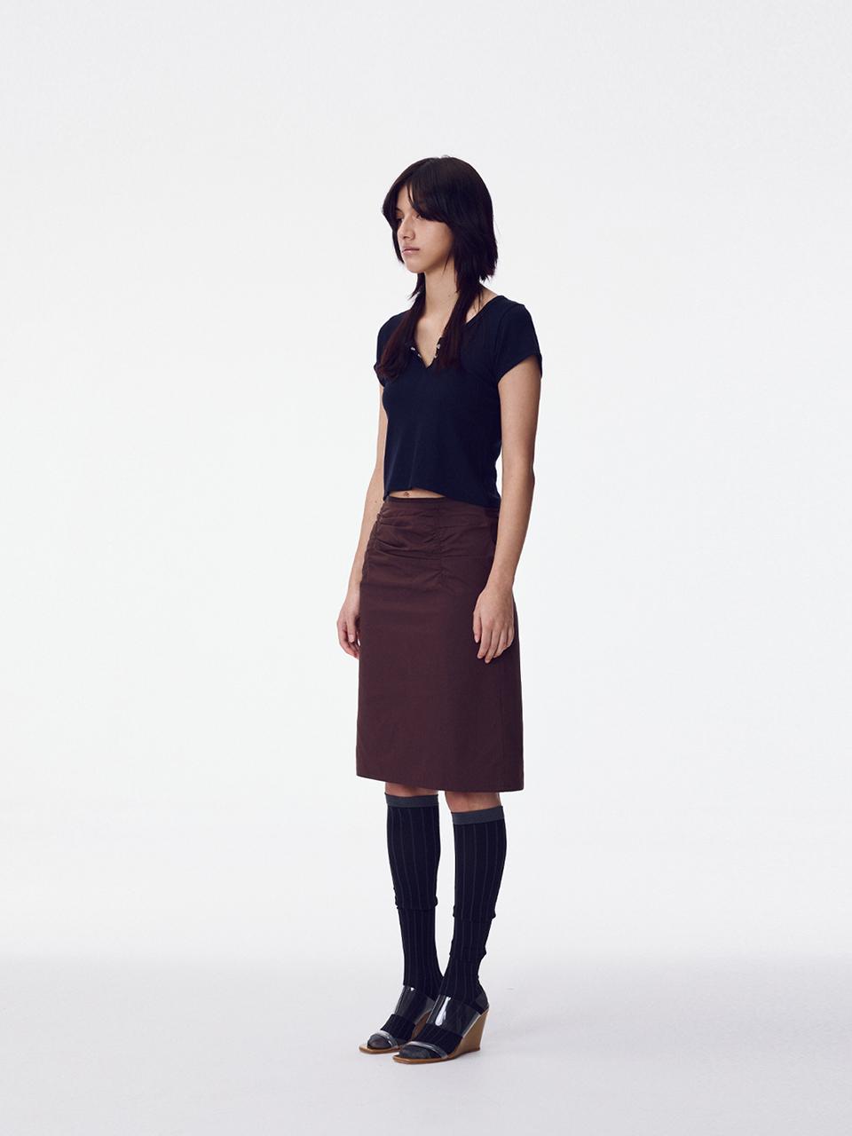 Shirring Skirt - Dark Brown
