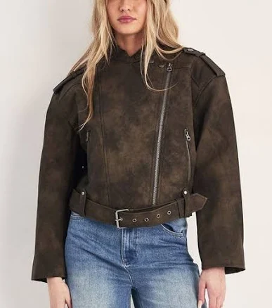 Nasty Gal Women's Cropped Faux Leather Biker Jacket