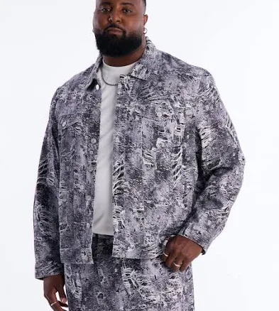 Fashion Nova Men's Ghost Distressed Denim Jacket