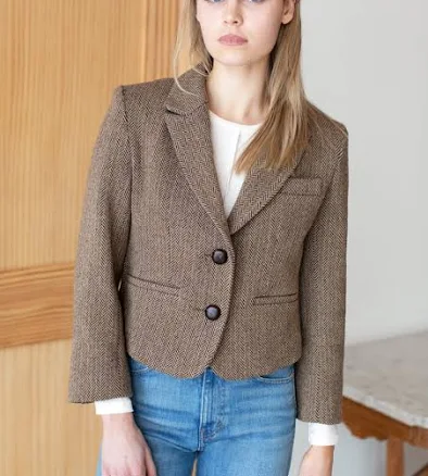 Herringbone Cropped Blazer