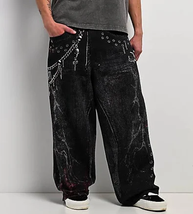 Vitriol Void Optical Printed Ultra Wide Jeans