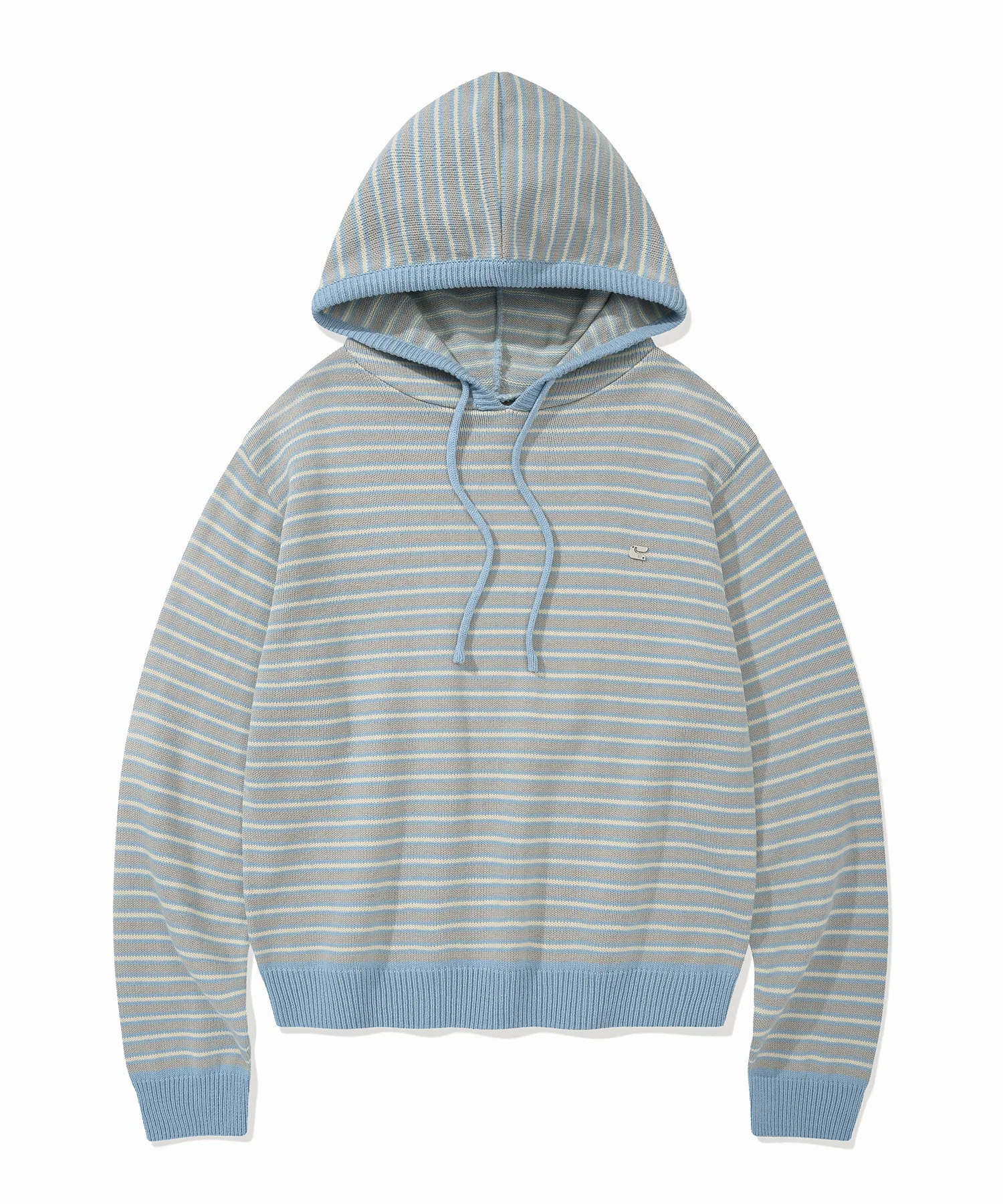 (Women) Stripe Hooded Knit_Sky Blue