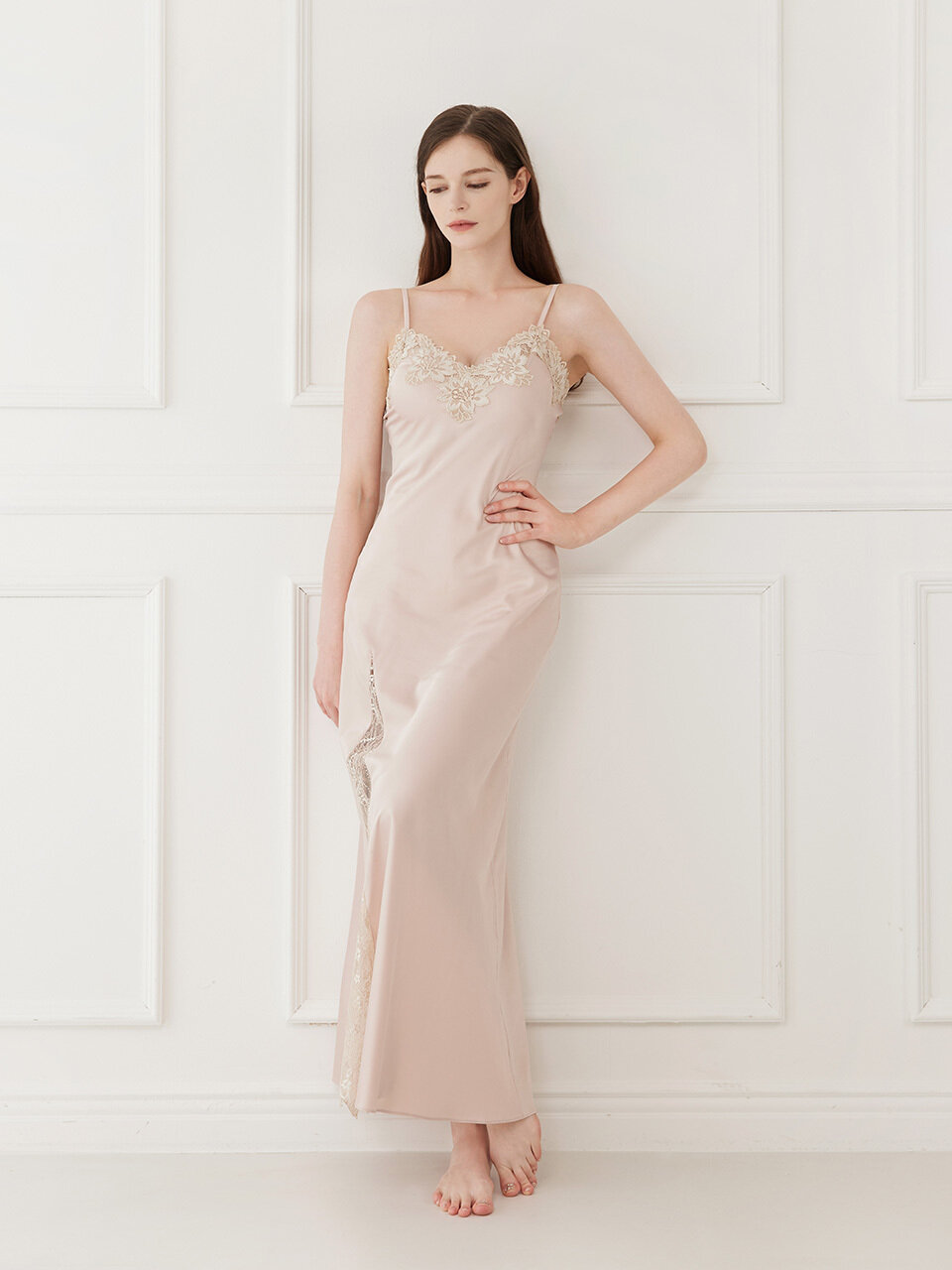 [GRACE SLIP] Long Dress (Pink)