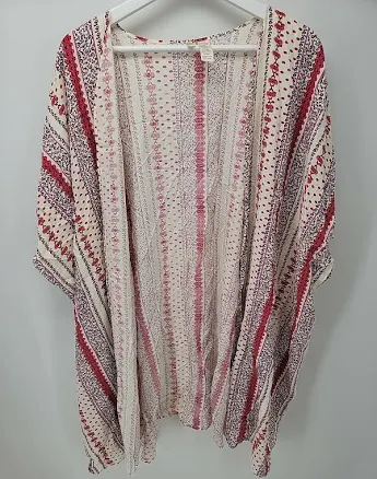 Womens Japna Cardigan Flowy Boho Style One Size Red Beige