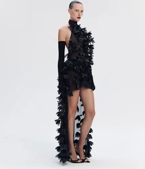 Floral-Embroidered Asymmetrical Dress