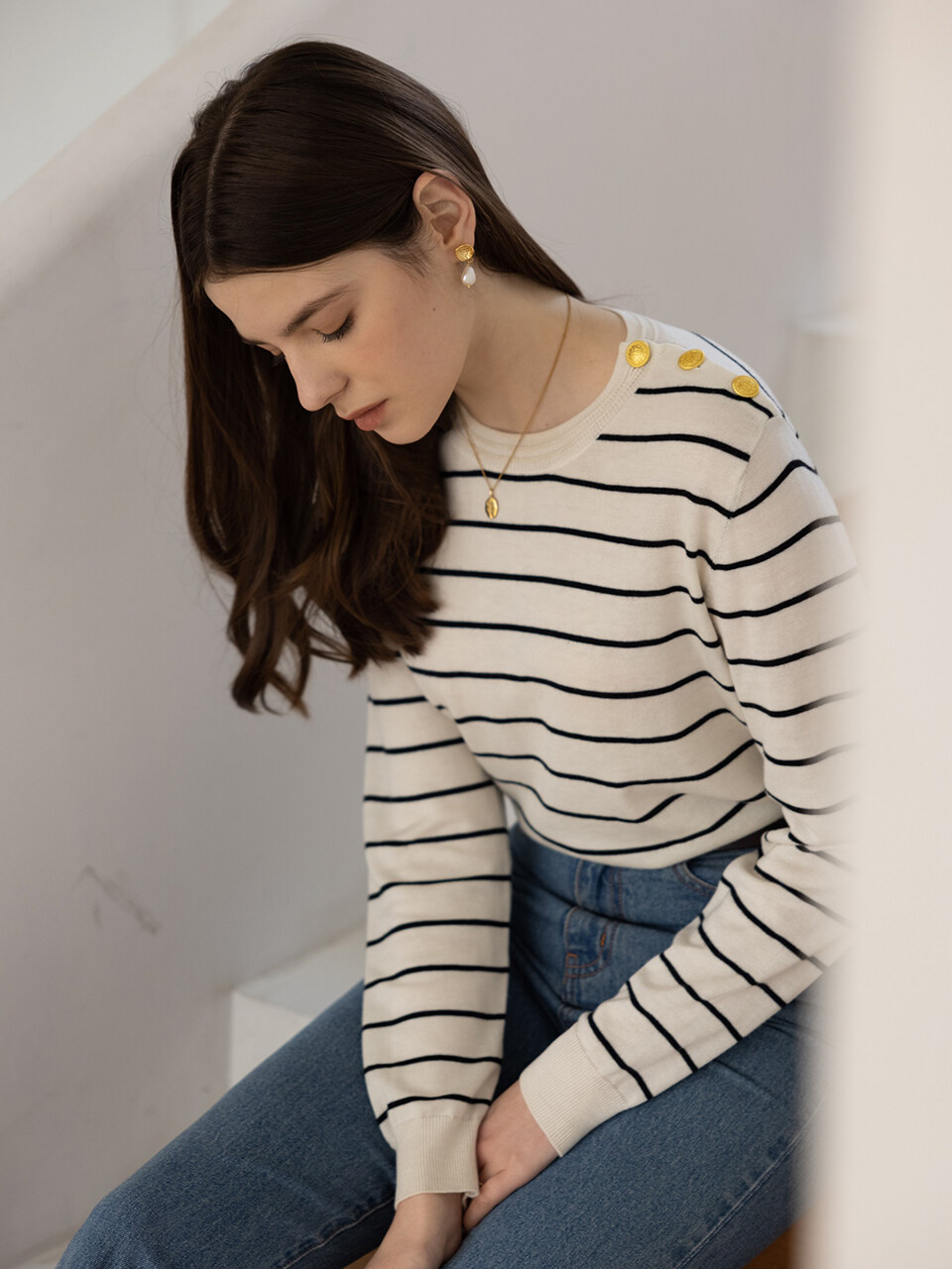 DEBBY Marine Knit Top (Black Stripe)