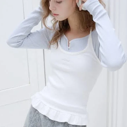 Letters Frill Label Halterneck Top