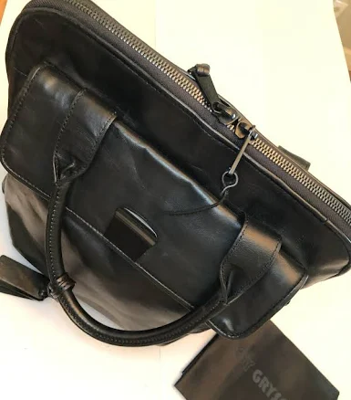 Gryson Leather Satchel Tote Bag With Cover. Nwot. Black. Travel Bag Or