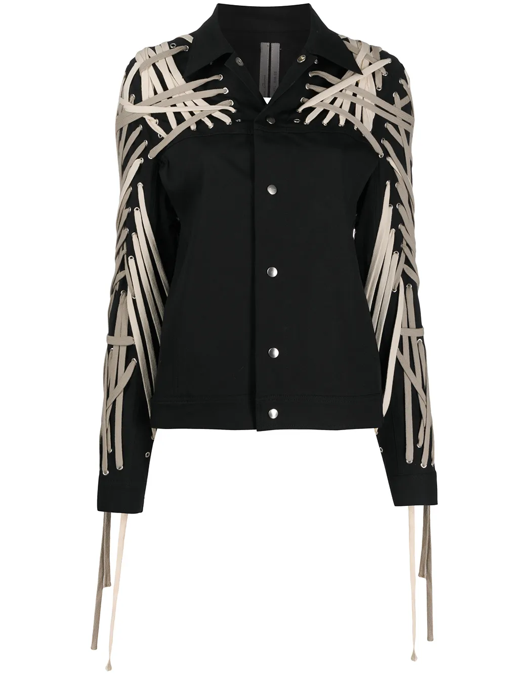 Denim Lace Detail Jacket In Black