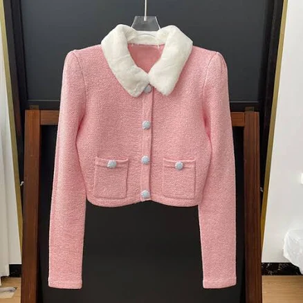 Self Portrait Faux Fur Collar Cardigan