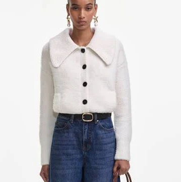 Self Portrait Fluffy Knit Cardigan