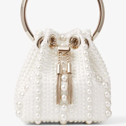 Jimmy Choo Micro Bon Bon Pearl-Embellished Satin Mini Bag