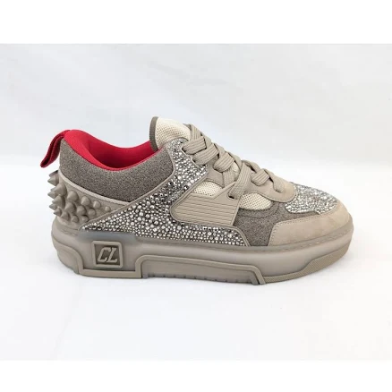 Christian Louboutin Astro Loubi Strass Flat Sneakers In Saharienne