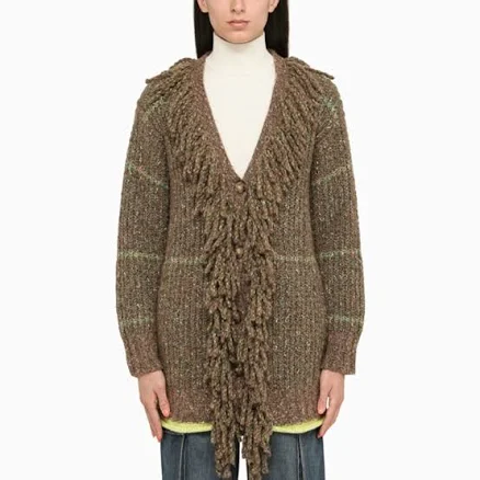 Stella Mc Cartney Multicoloured Knitted Cape In Brown