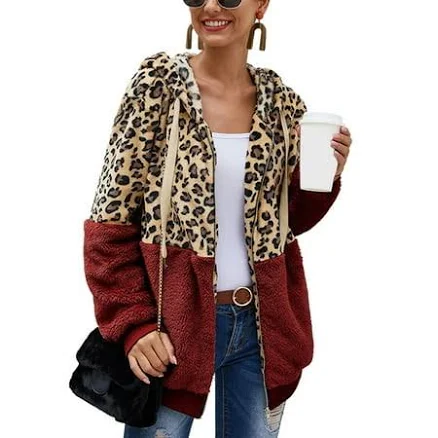 Hooded Leopard Zipper Sweatshirt