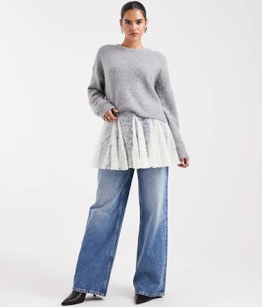 ASOS DESIGN sheer Lace Flare Mini Skirt